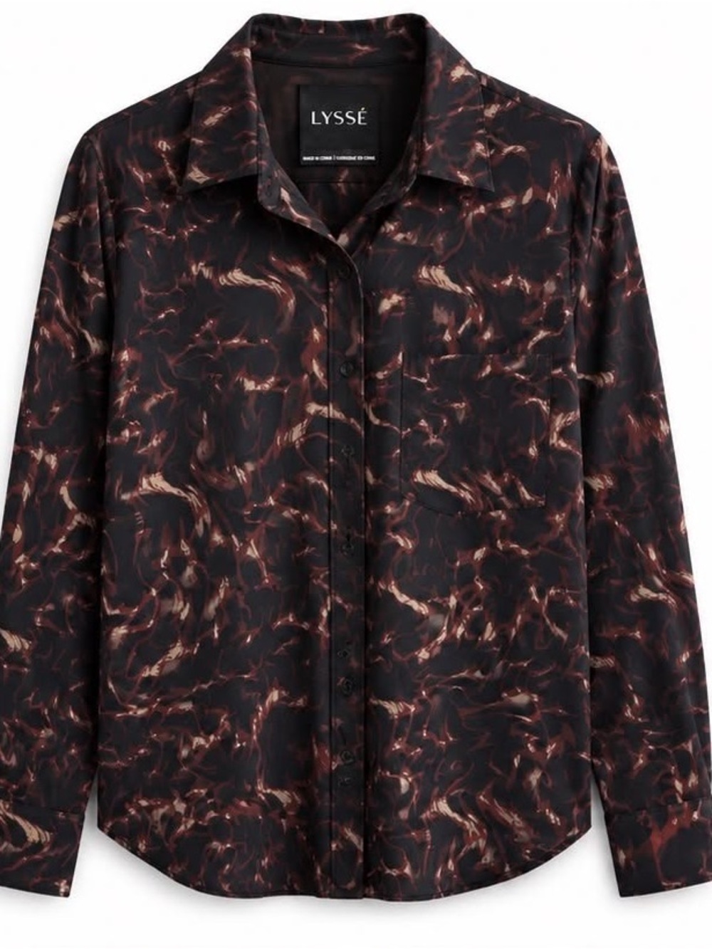 Lysse Black with Copper Swirl Button-Down Blouse